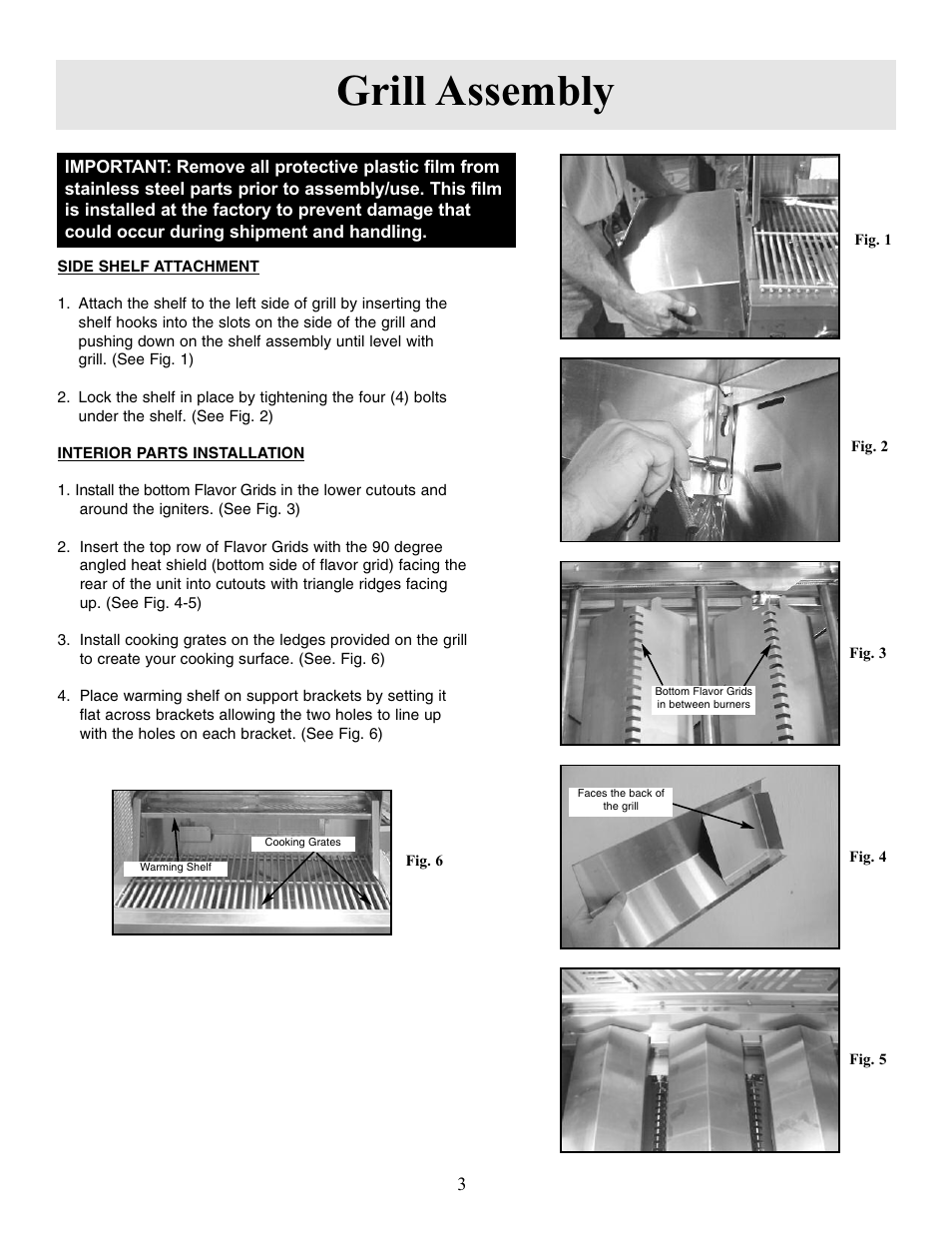 Grill assembly | Sure Heat Sonoma SGR30 User Manual | Page 4 / 16