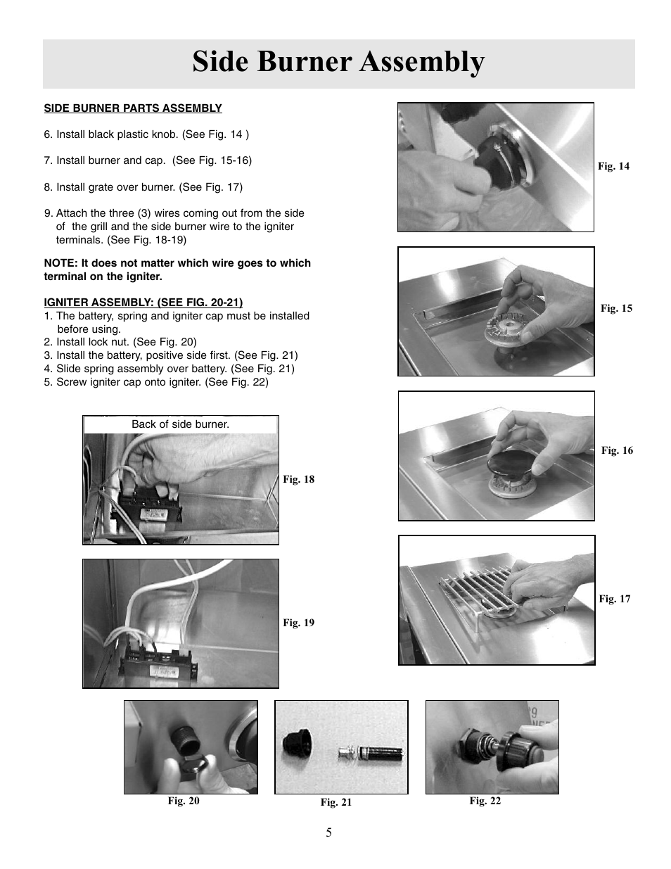 Side burner assembly | Sure Heat Sonoma SGR30 User Manual | Page 6 / 16