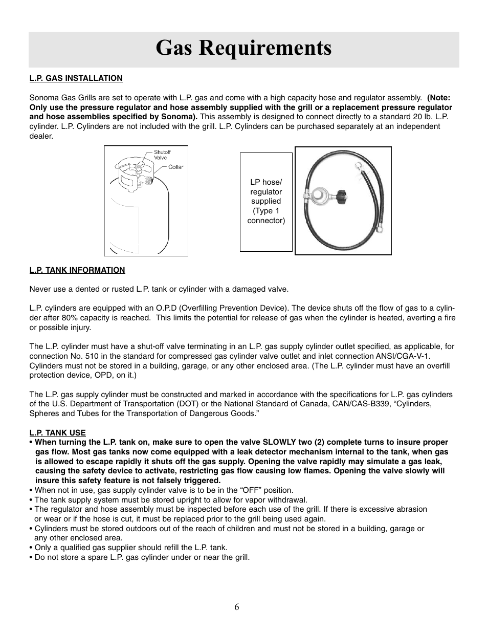 Gas requirements | Sure Heat Sonoma SGR30 User Manual | Page 7 / 16