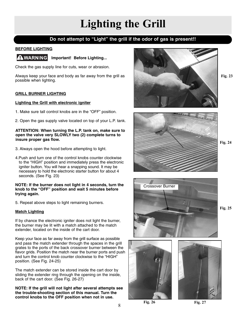 Lighting the grill | Sure Heat Sonoma SGR30 User Manual | Page 9 / 16