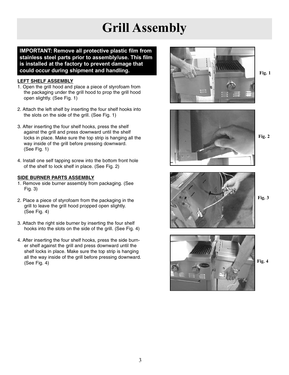 Grill assembly | Sure Heat Sonoma SGR27 User Manual | Page 5 / 16