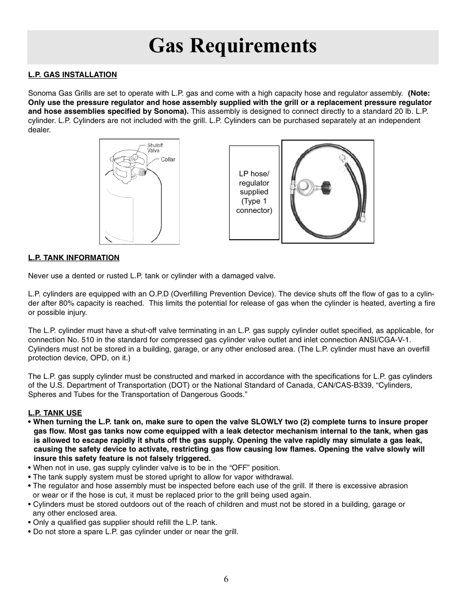 Gas requirements | Sure Heat Sonoma SGR27 User Manual | Page 8 / 16