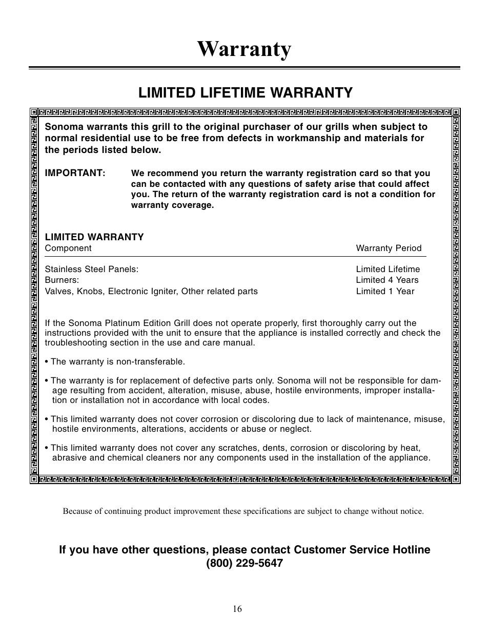 Warranty, Limited lifetime warranty | Sure Heat Sonoma SGIR30 User Manual | Page 16 / 16