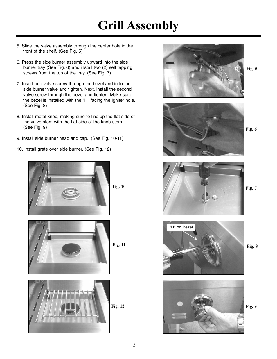 Grill assembly | Sure Heat Sonoma SGIR30 User Manual | Page 5 / 16