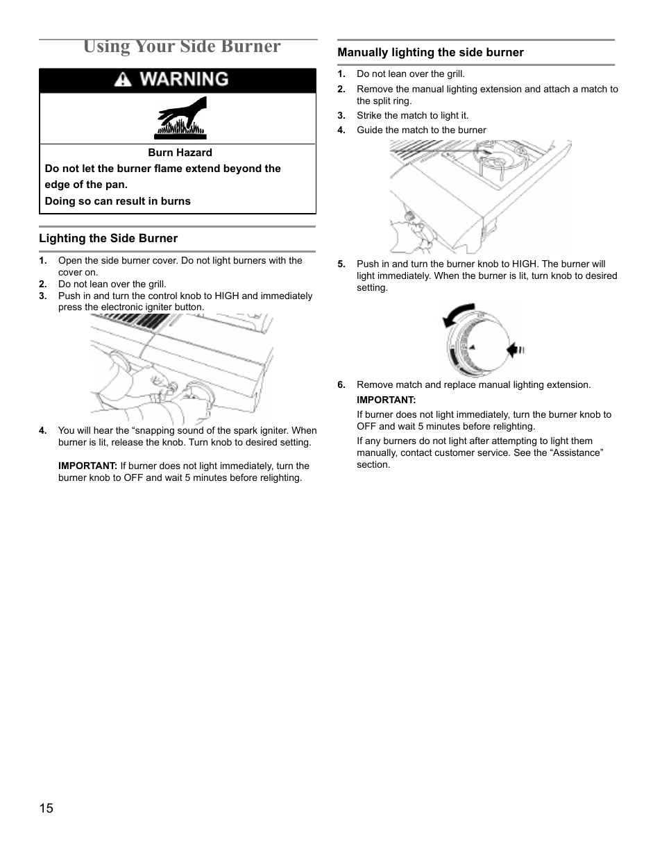 Using your side burner | Sure Heat 2009 Surefire SF34LP User Manual | Page 15 / 21