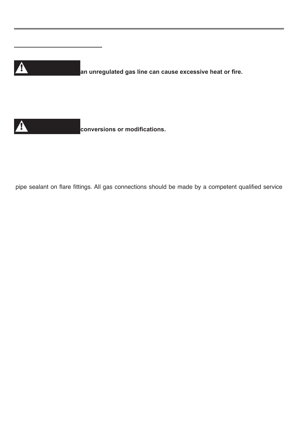 Gas requirements, Warning | Sure Heat Sonoma PF30LP User Manual | Page 13 / 23
