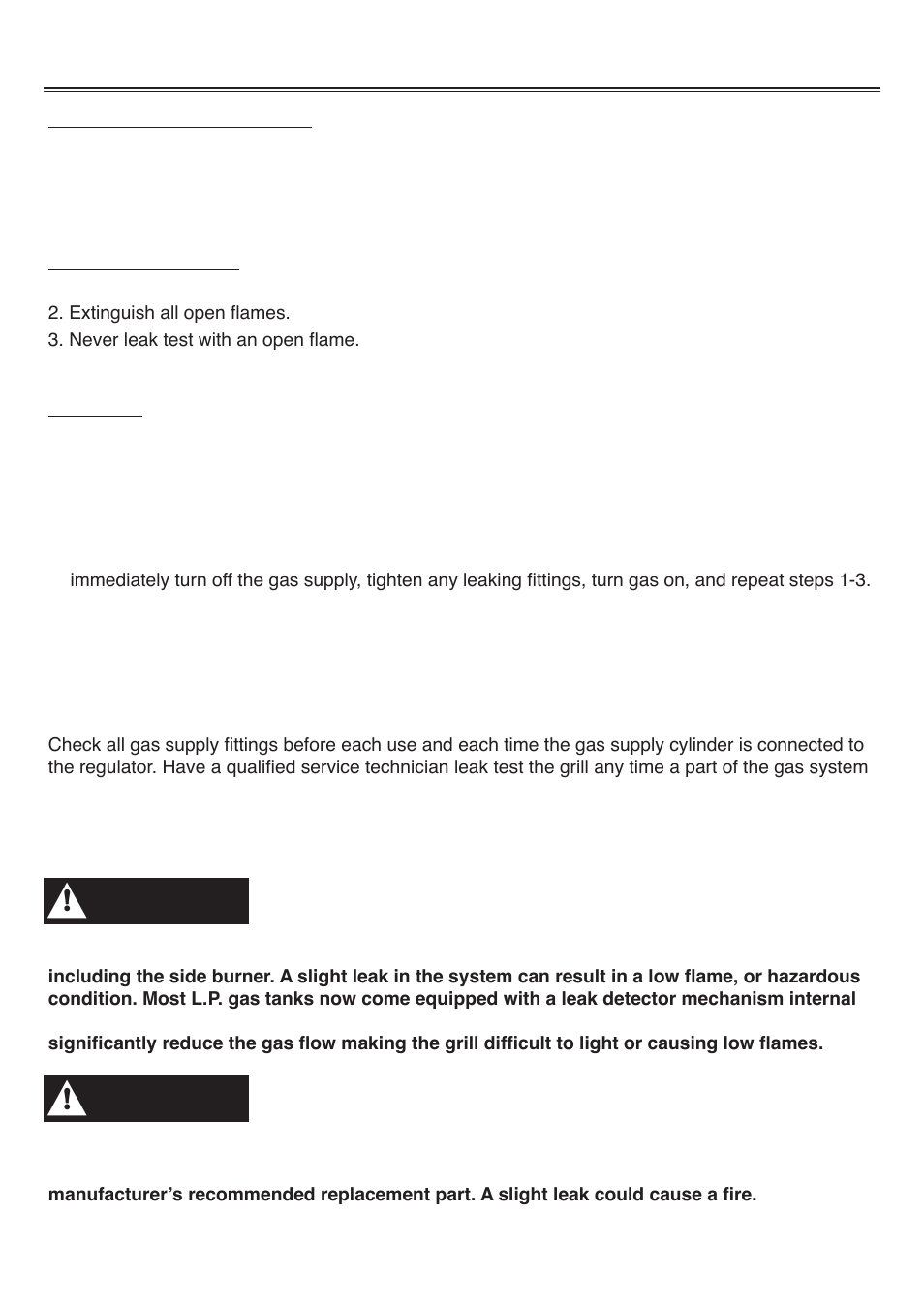 Pre operation leak testing, Warning | Sure Heat Sonoma PF30LP User Manual | Page 15 / 23