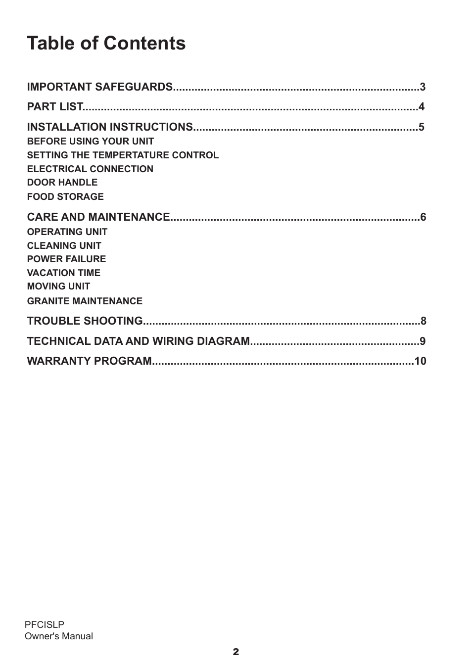 Sure Heat Sonoma PFCIS User Manual | Page 2 / 9