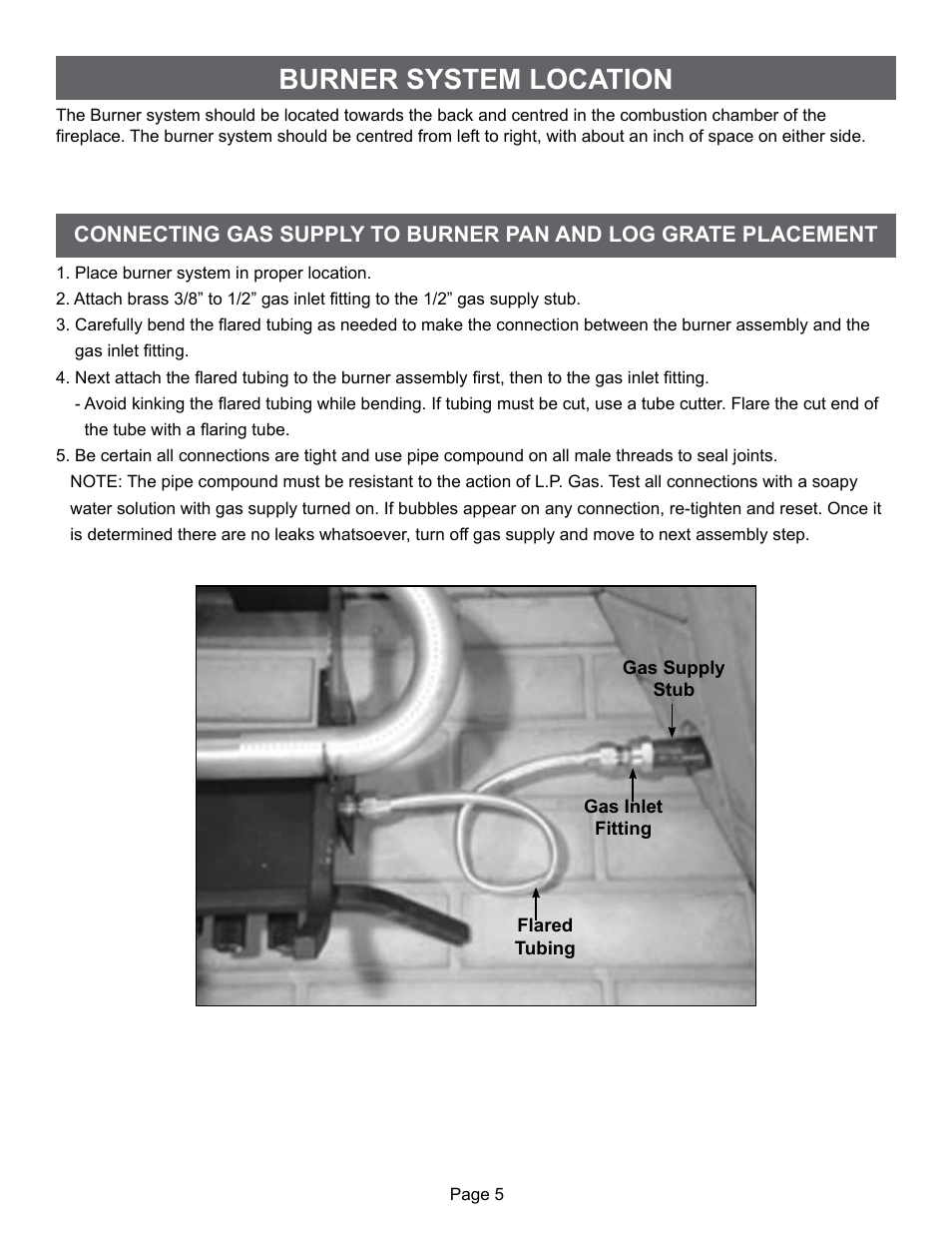 Burner system location | Sure Heat VFMO Vent-Free User Manual | Page 5 / 12