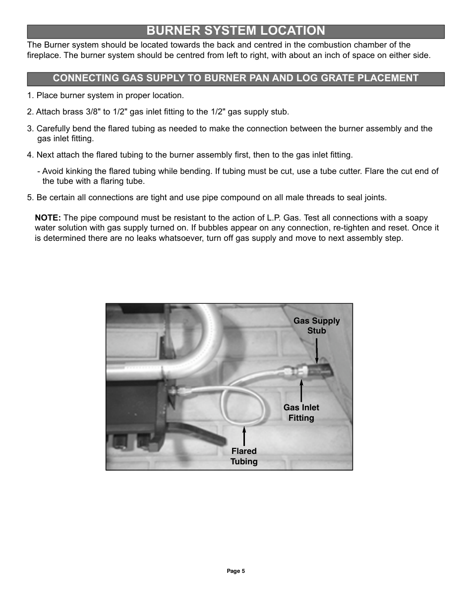 Burner system location | Sure Heat VFMP Vent-Free User Manual | Page 5 / 12