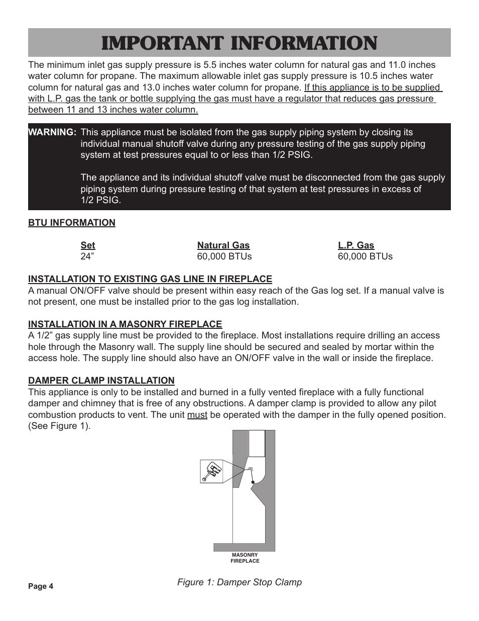 Important information | Sure Heat VMO Vented User Manual | Page 4 / 12