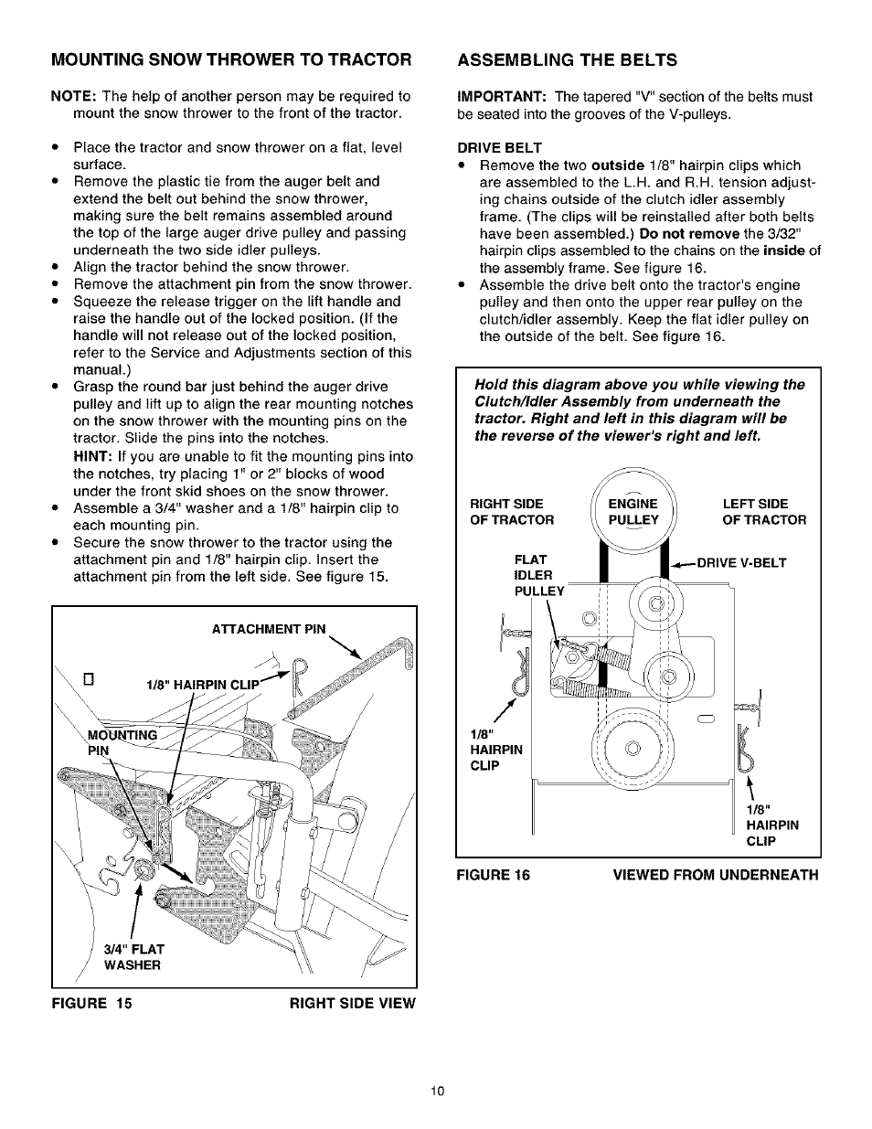Drive belt, Viewed from underneath | Craftsman 486.248462 User Manual | Page 10 / 24