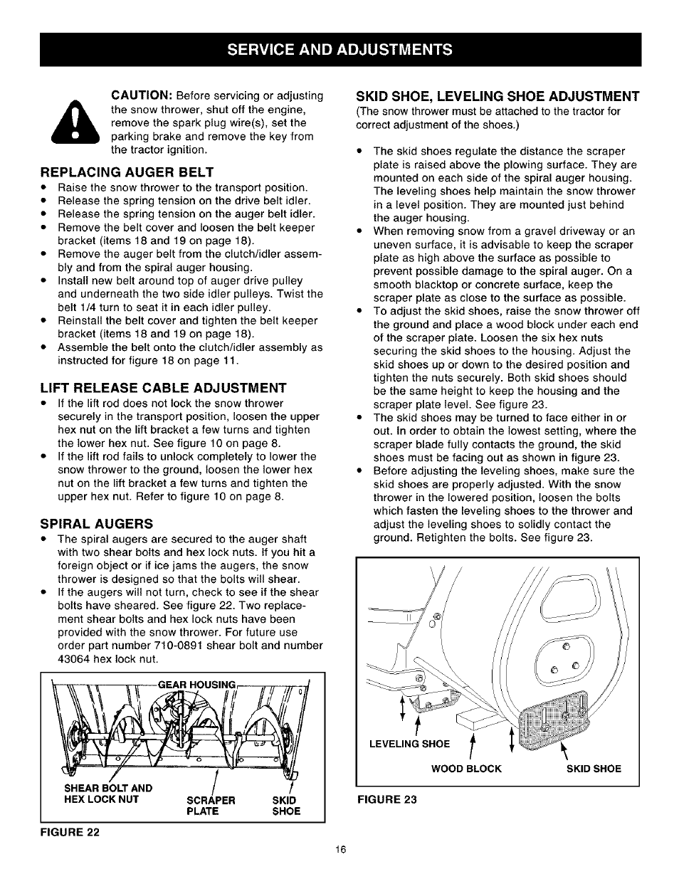 Service and adjustments | Craftsman 486.248462 User Manual | Page 16 / 24