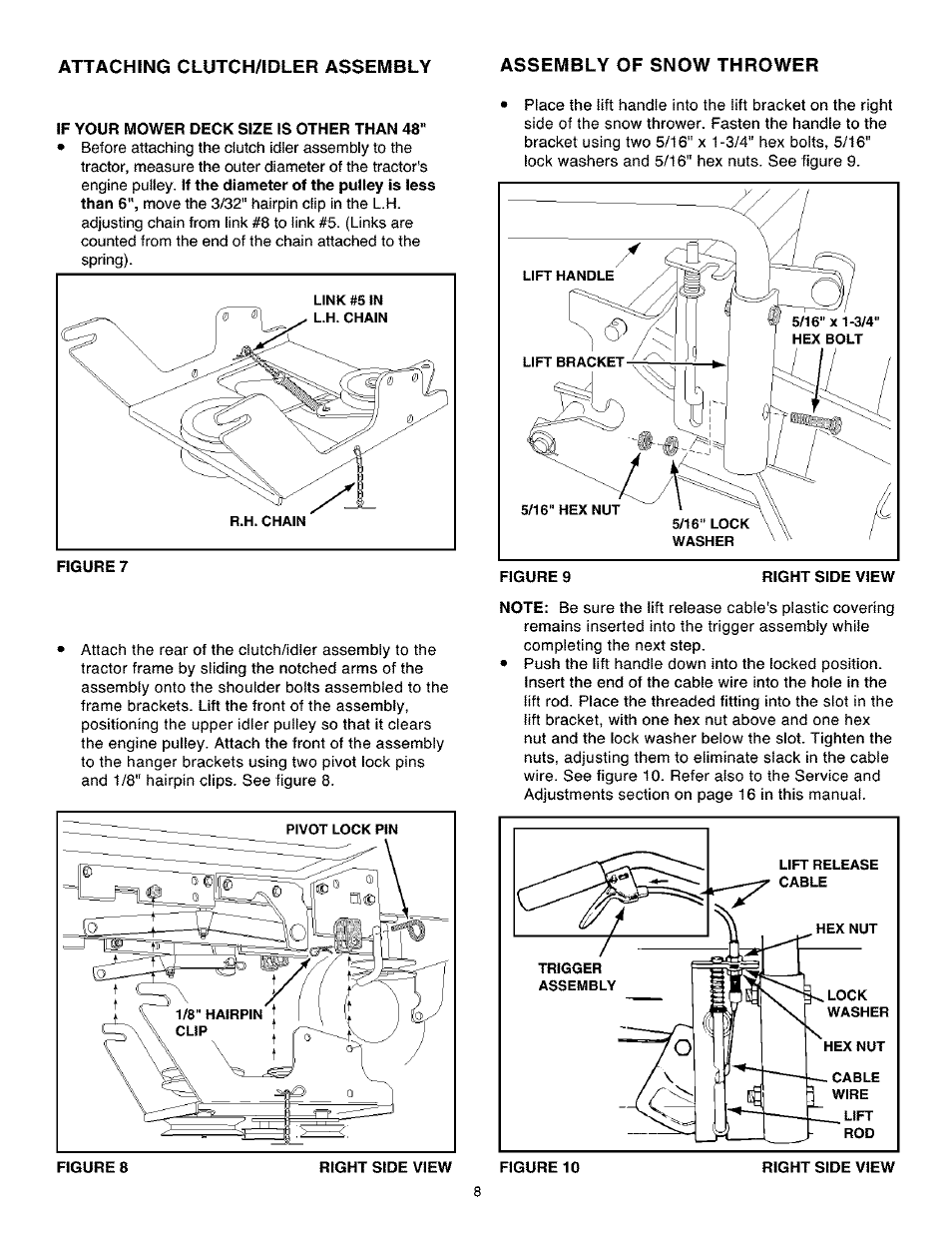 If your mower deck size is other than 48 | Craftsman 486.248462 User Manual | Page 8 / 24