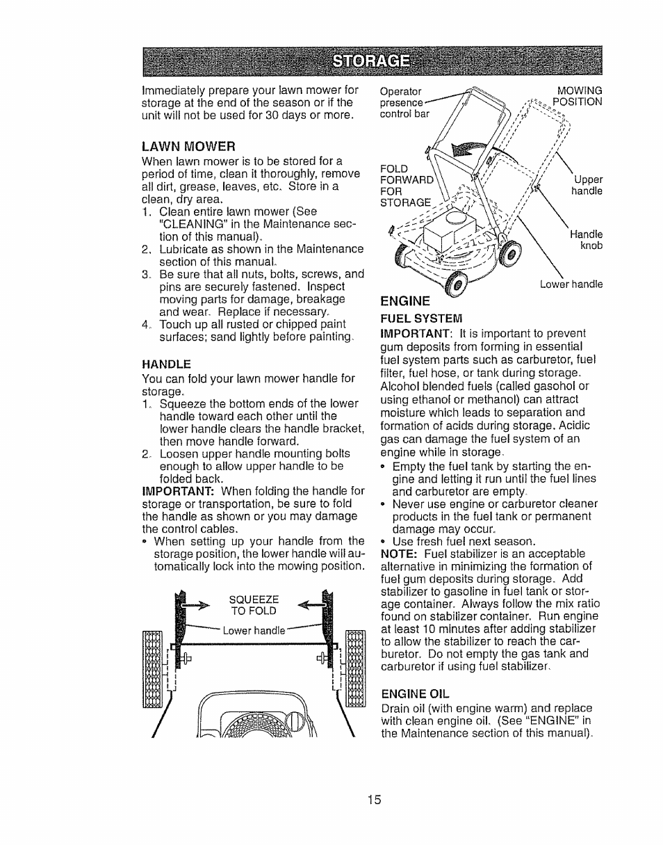 Handle, Fuel system, Engine oil | Craftsman 917.388191 User Manual | Page 15 / 44