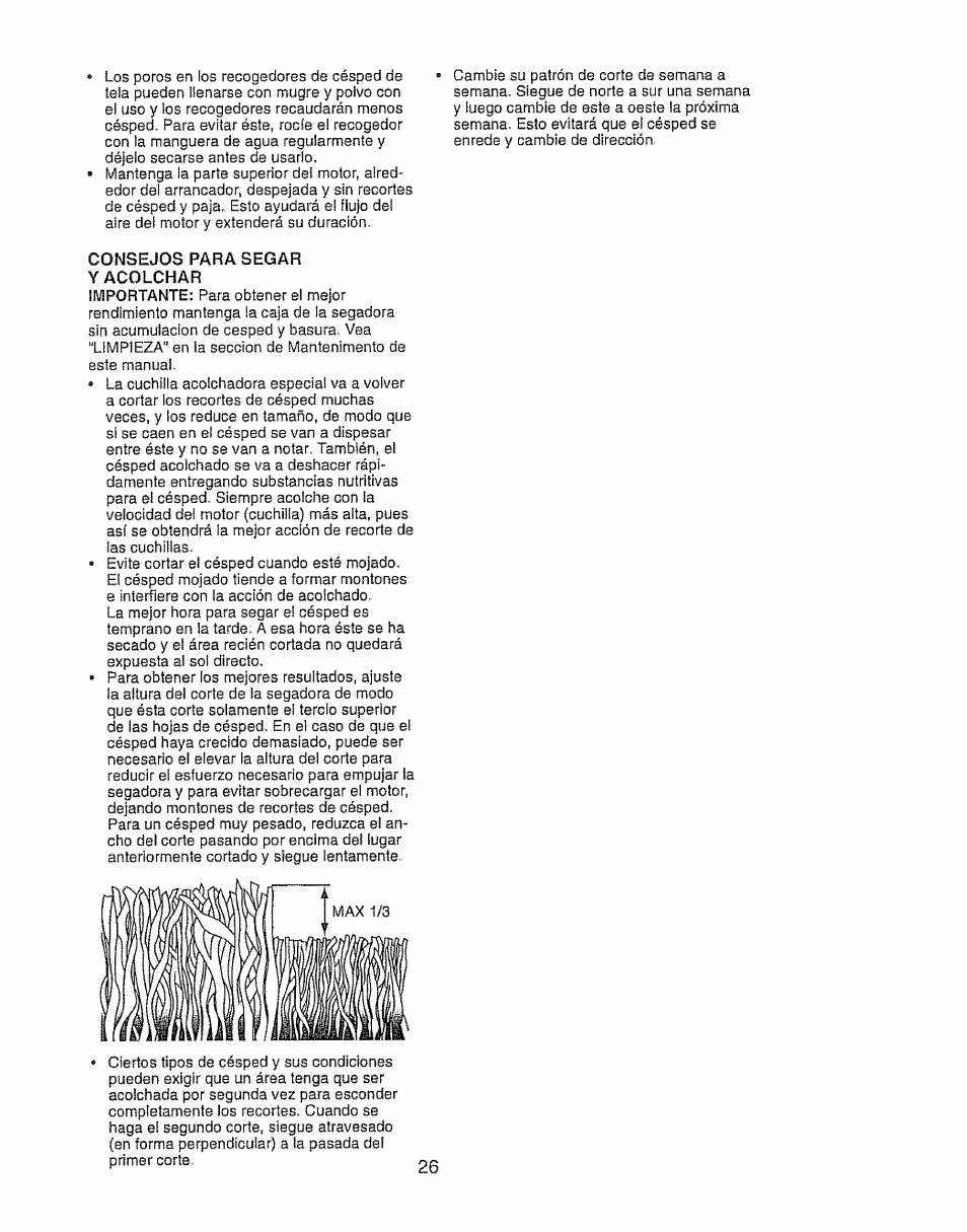 Consejos para segar y acolchar | Craftsman 917.388191 User Manual | Page 26 / 44