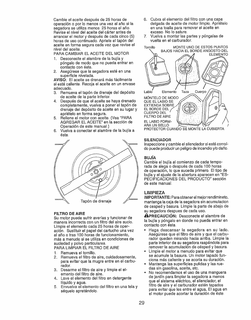 Limpieza | Craftsman 917.388191 User Manual | Page 29 / 44