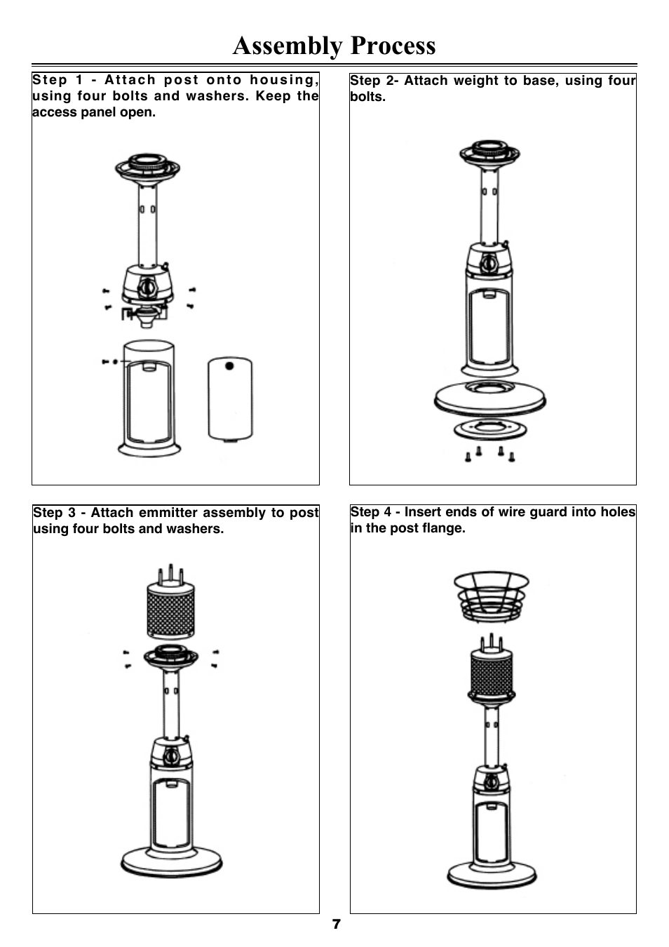 Assembly process | Sure Heat SF35PHSSLP Patio Heater User Manual | Page 7 / 15