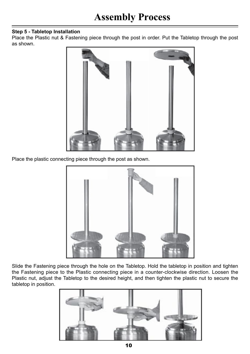 Assembly process | Sure Heat T87PHLP Patio Heater User Manual | Page 10 / 22