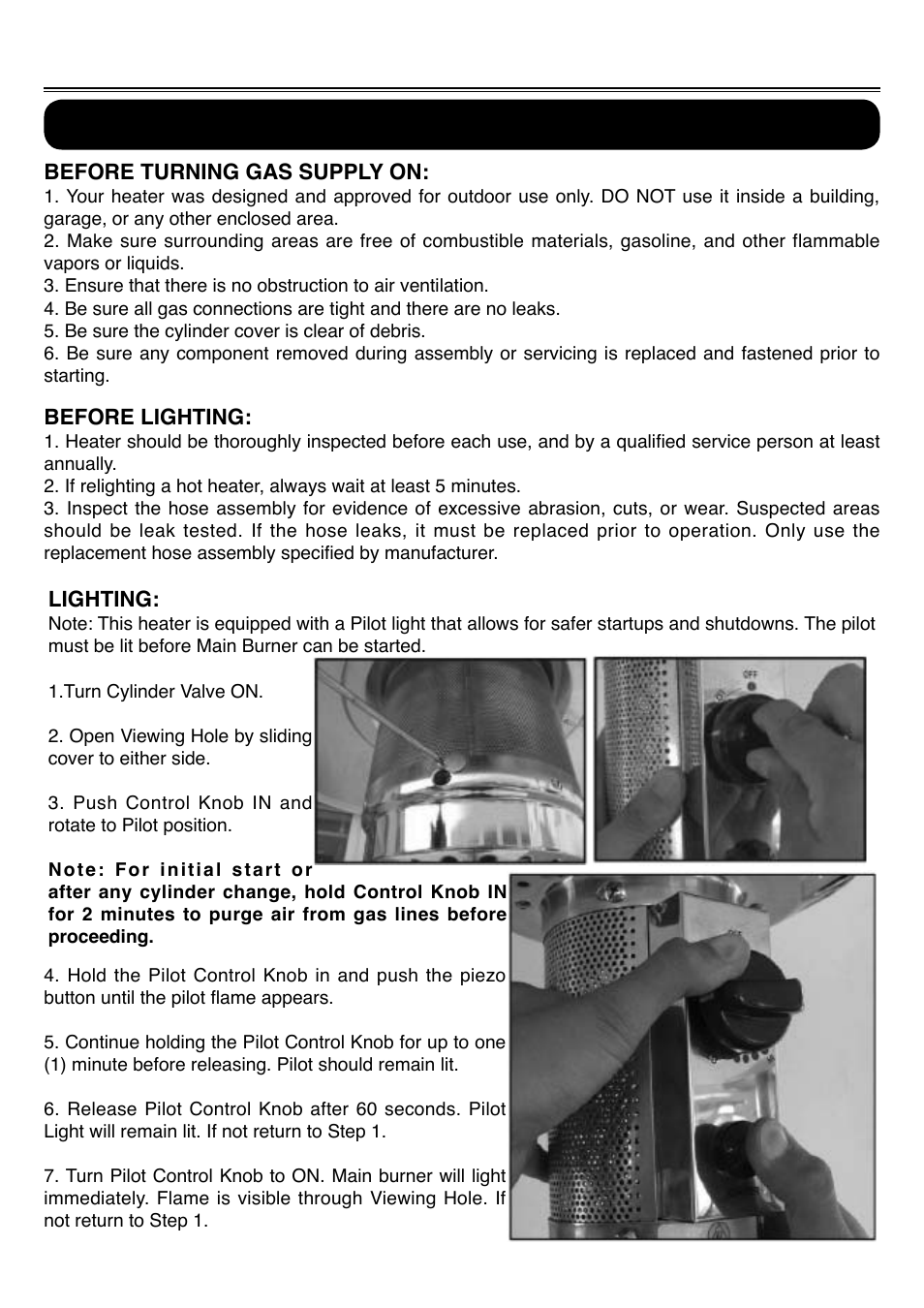 Operation | Sure Heat T87PHLP Patio Heater User Manual | Page 18 / 22