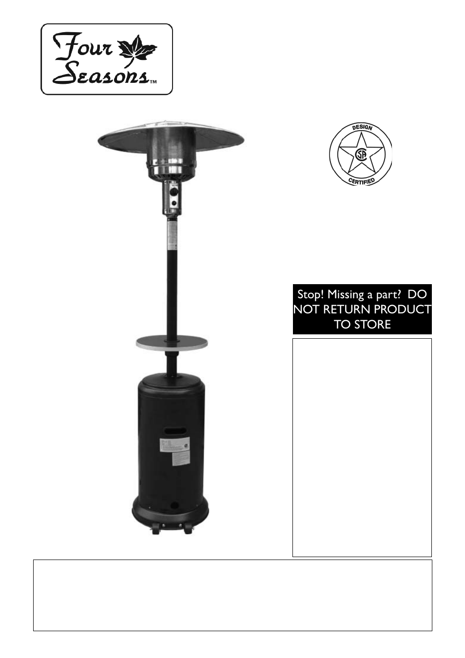 Sure Heat FM87PHLP Patio Heater User Manual | 22 pages