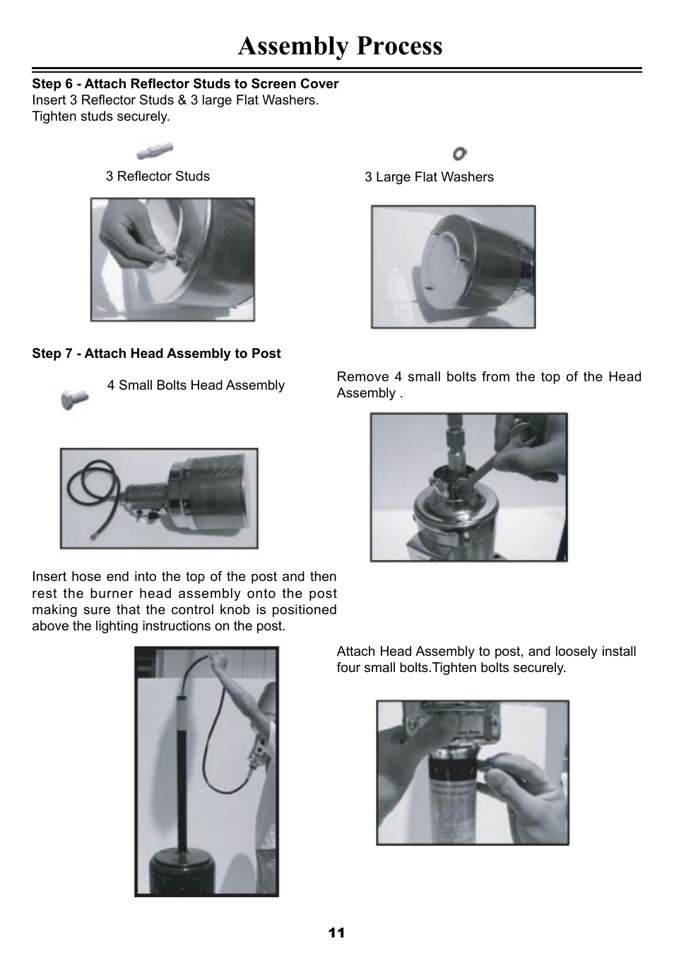 Assembly process | Sure Heat FM87PHLP Patio Heater User Manual | Page 11 / 22
