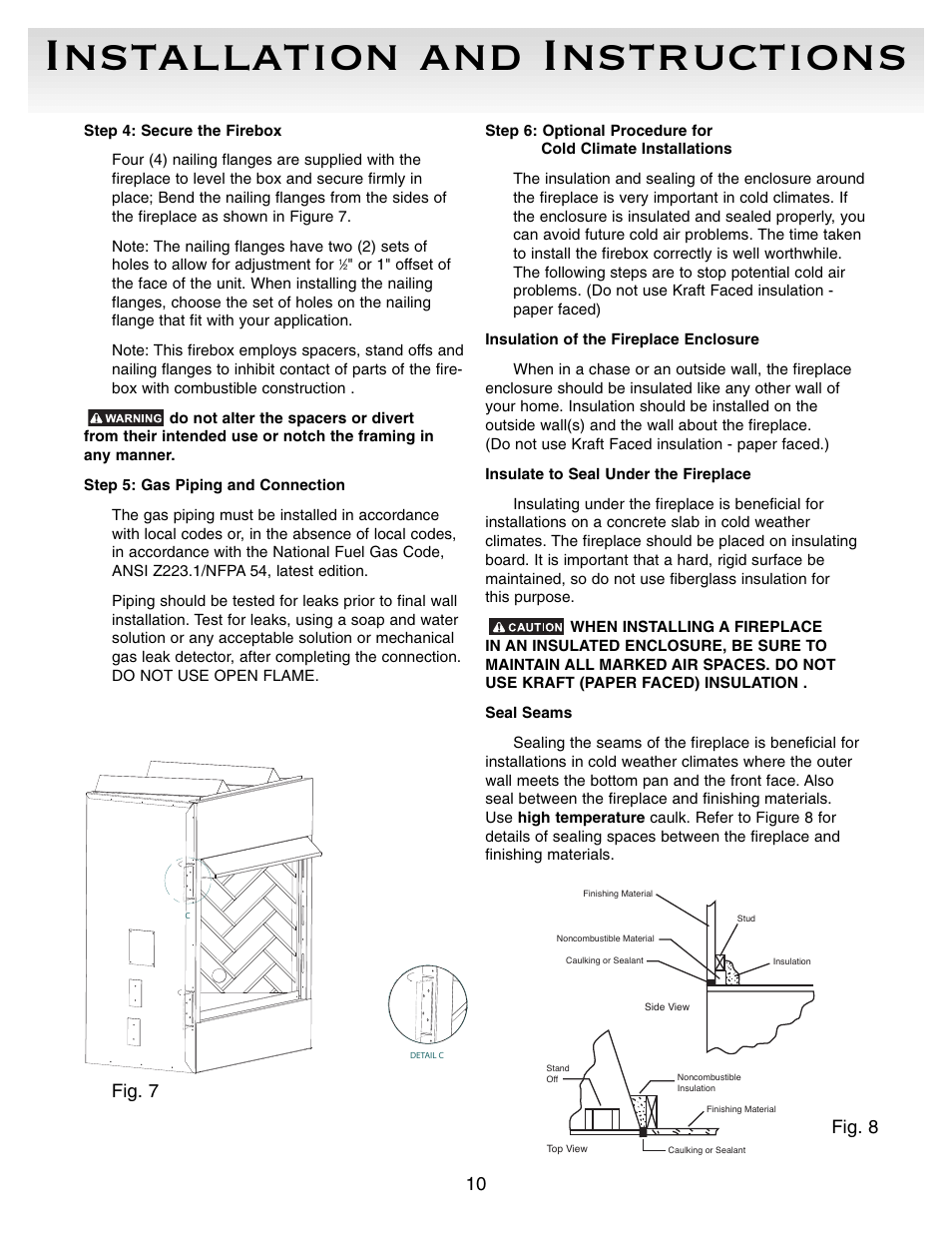 Installation and instructions, Fig. 7, Fig. 8 | Sure Heat VFBC Firebox User Manual | Page 10 / 16