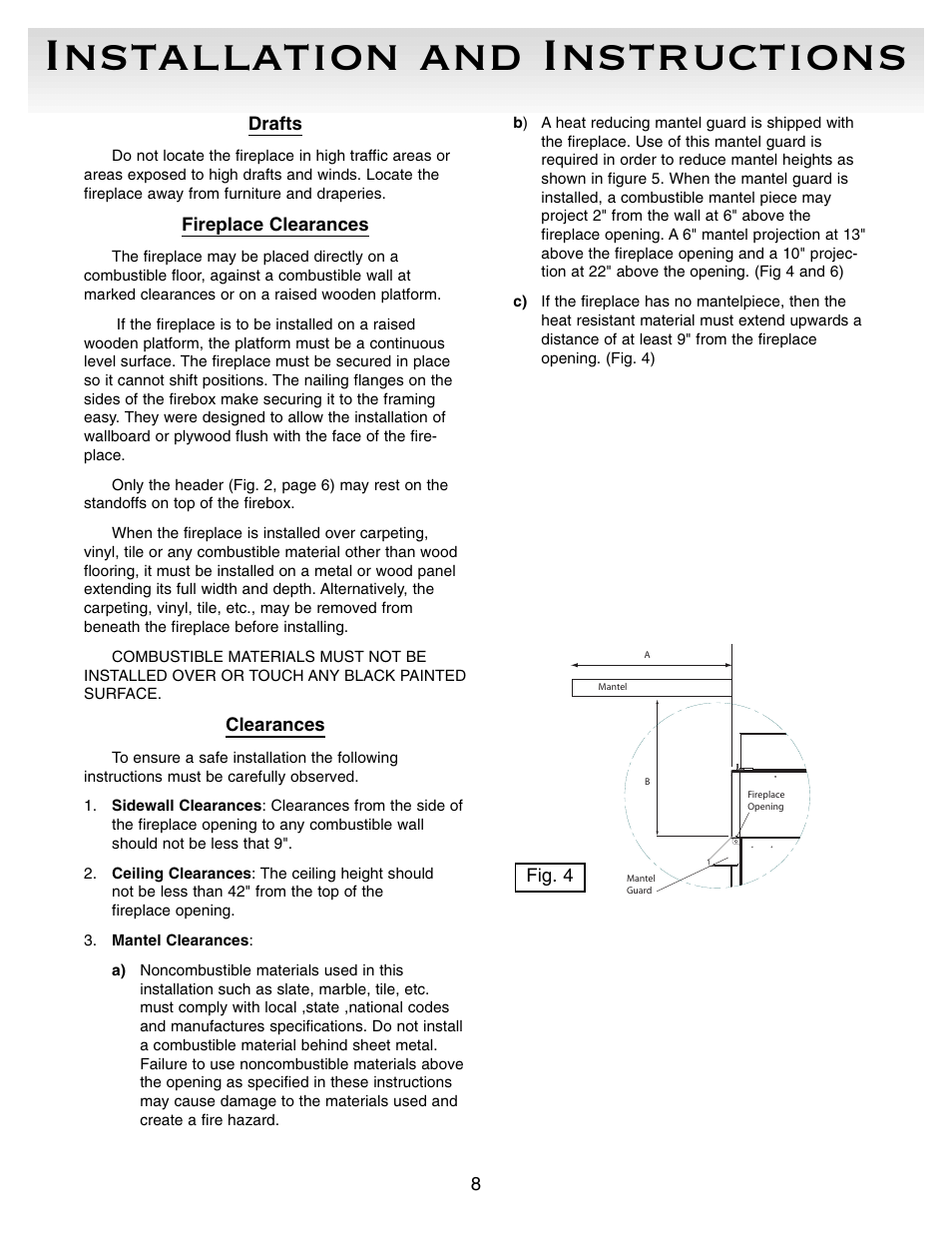 Installation and instructions | Sure Heat VFBC Firebox User Manual | Page 8 / 16