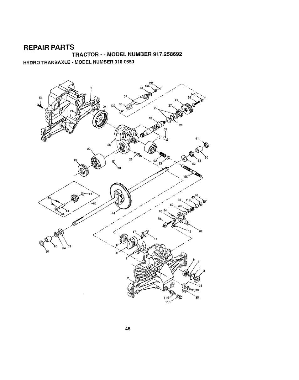Repair parts | Craftsman 917.258692 User Manual | Page 48 / 64
