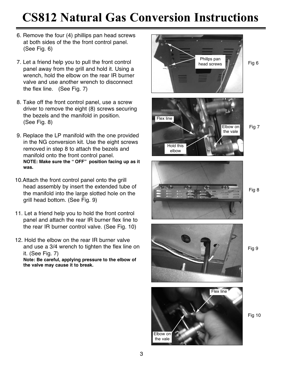 Cs812 natural gas conversion instructions | Sure Heat Tuscany CS812 Natural Gas Conversion Kit User Manual | Page 3 / 6