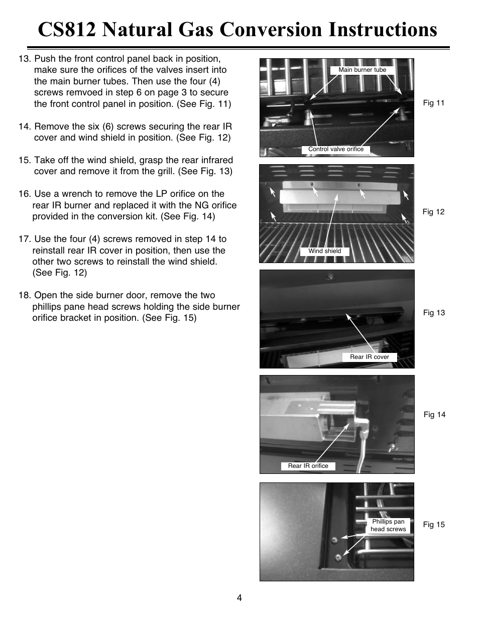 Cs812 natural gas conversion instructions | Sure Heat Tuscany CS812 Natural Gas Conversion Kit User Manual | Page 4 / 6