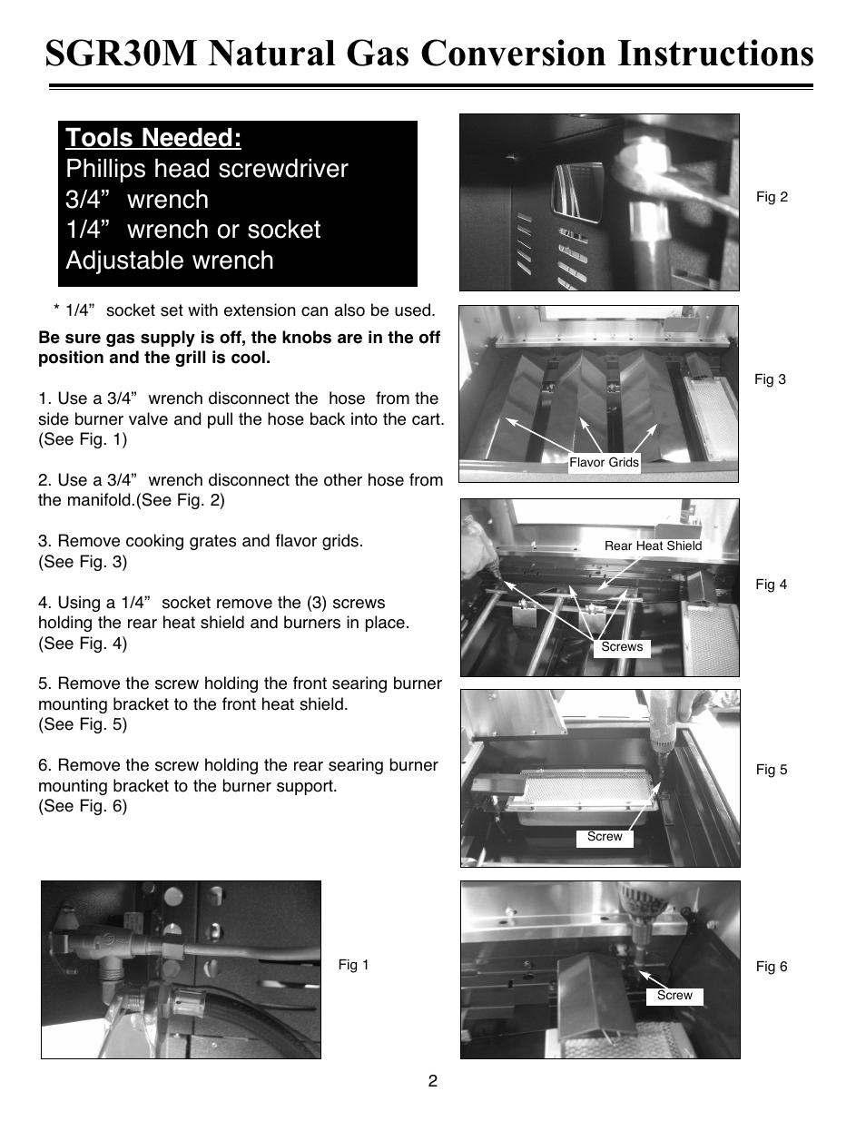 Sgr30m natural gas conversion instructions | Sure Heat SGR30M Natural Gas Conversion Kit User Manual | Page 2 / 8