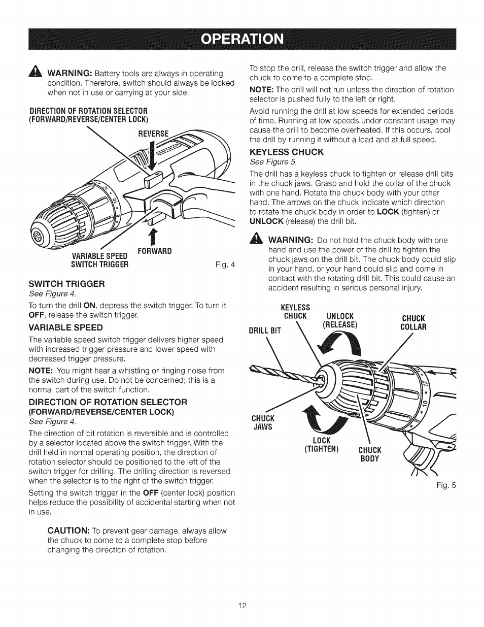 Operatio | Craftsman 315.115510 User Manual | Page 12 / 18