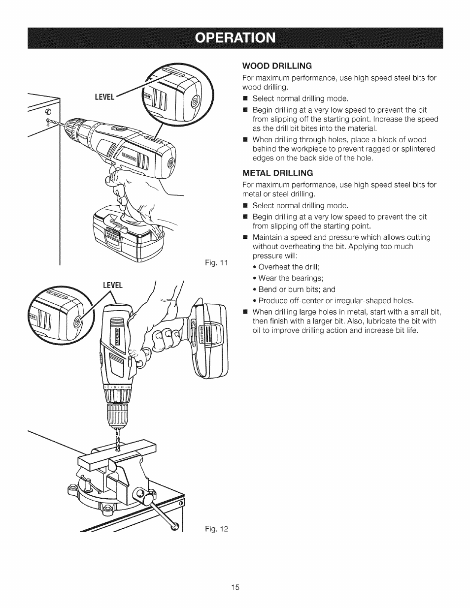 Operatio | Craftsman 315.115510 User Manual | Page 15 / 18