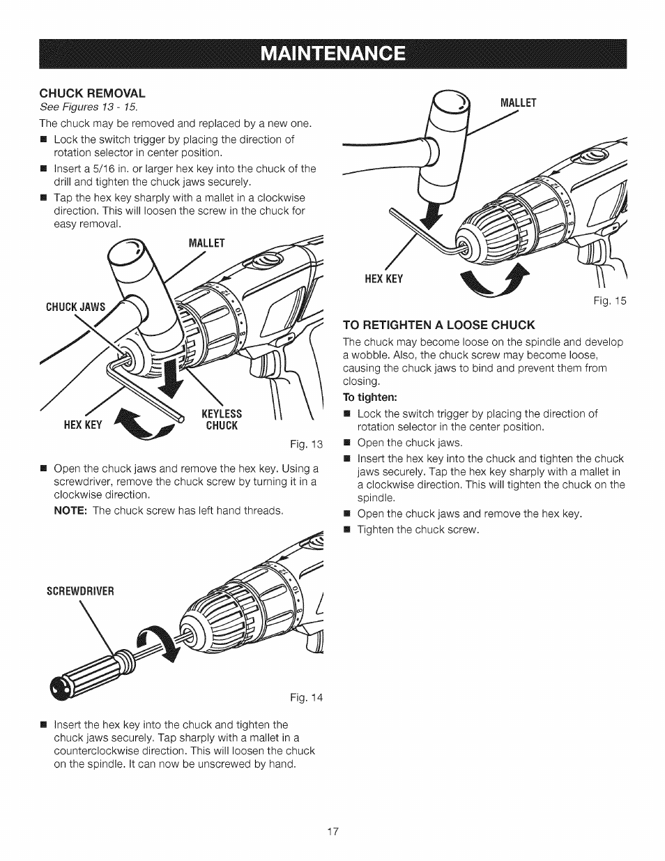 Maintenance | Craftsman 315.115510 User Manual | Page 17 / 18