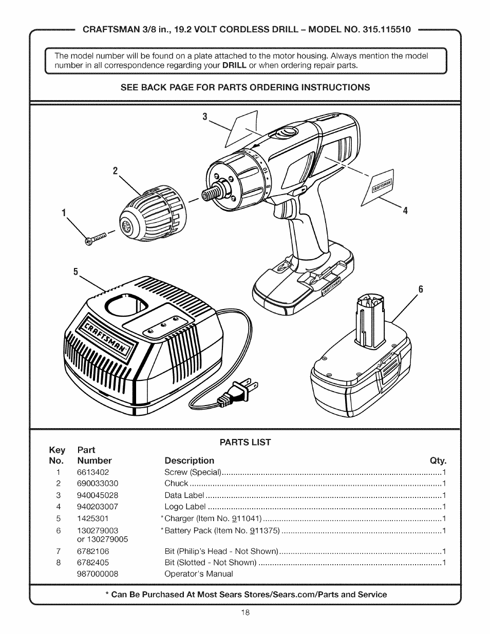 Craftsman 315.115510 User Manual | Page 18 / 18