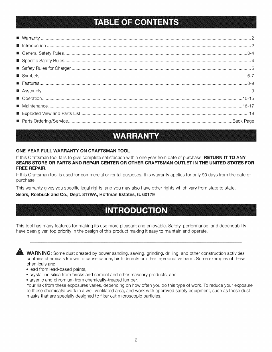 Craftsman 315.115510 User Manual | Page 2 / 18