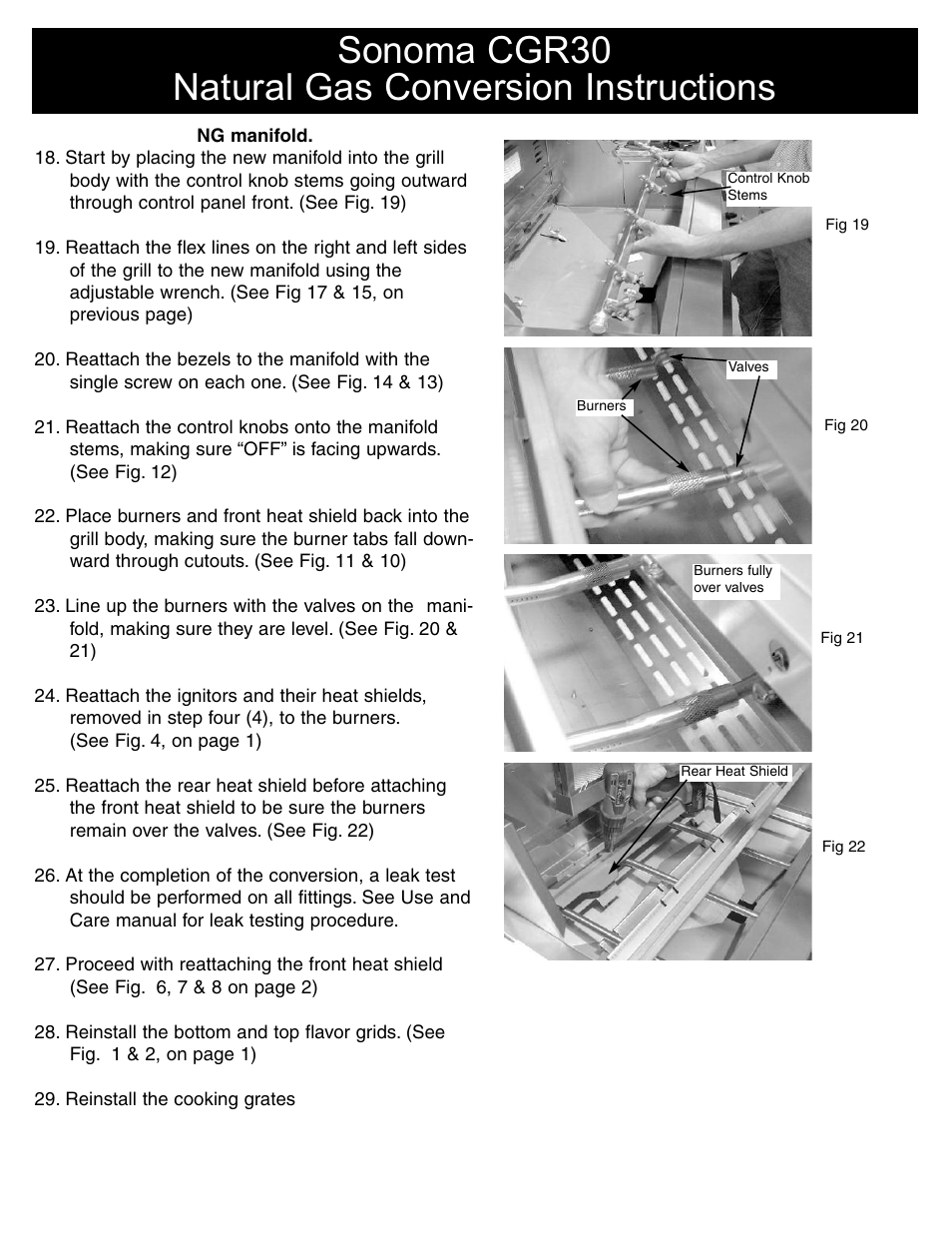 Sonoma cgr30 natural gas conversion instructions | Sure Heat Sonoma CGR30 Natural Gas Conversion Kit User Manual | Page 6 / 11