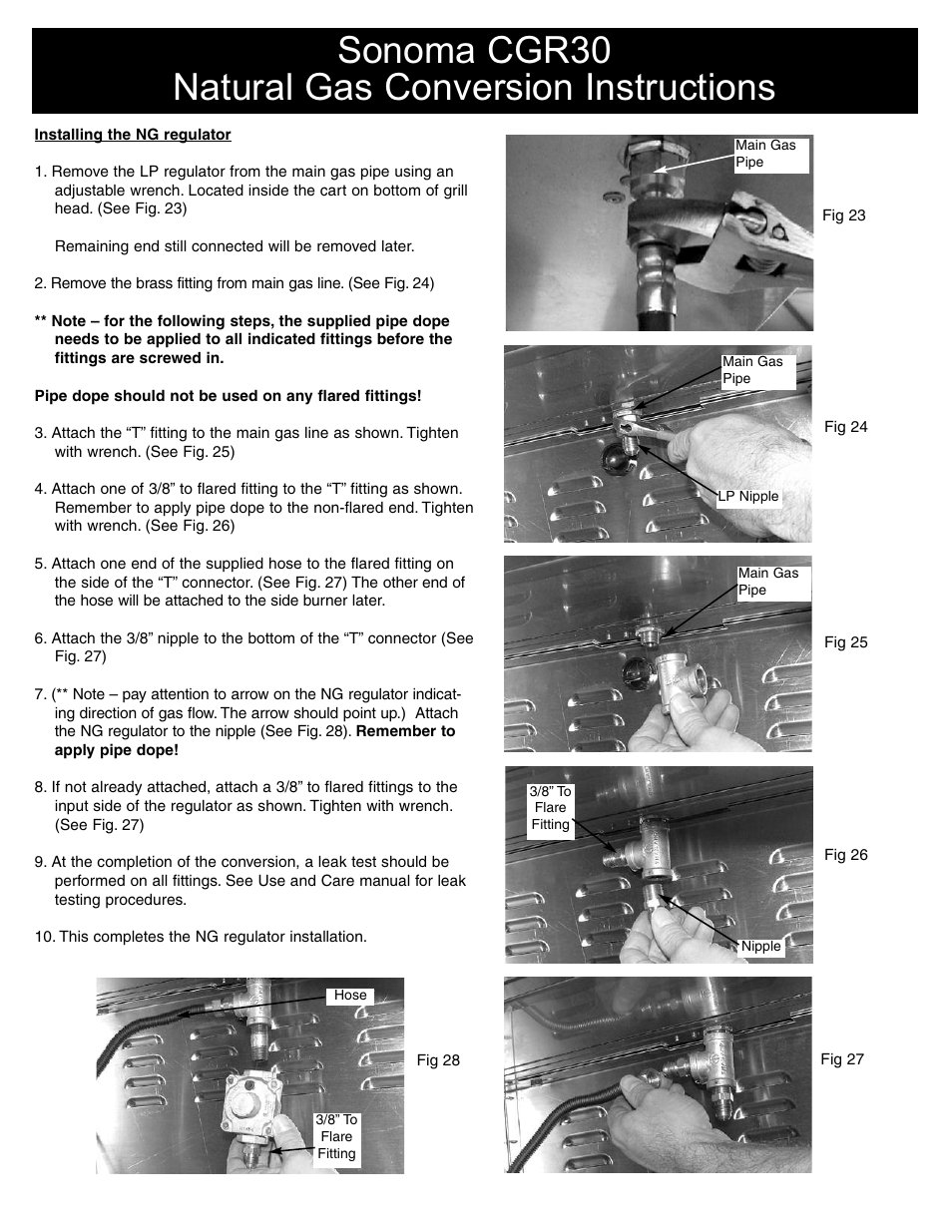 Sonoma cgr30 natural gas conversion instructions | Sure Heat Sonoma CGR30 Natural Gas Conversion Kit User Manual | Page 7 / 11