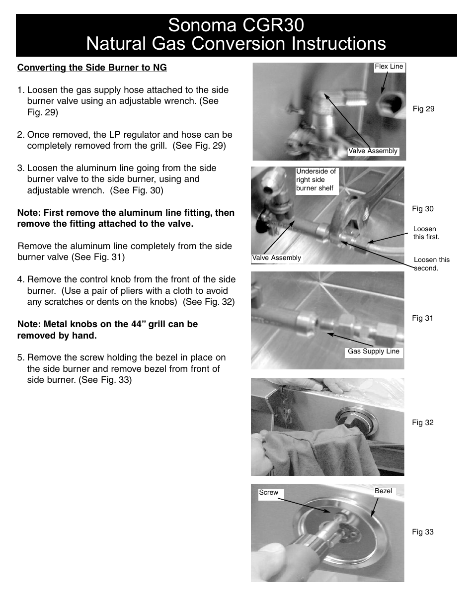 Sonoma cgr30 natural gas conversion instructions | Sure Heat Sonoma CGR30 Natural Gas Conversion Kit User Manual | Page 8 / 11