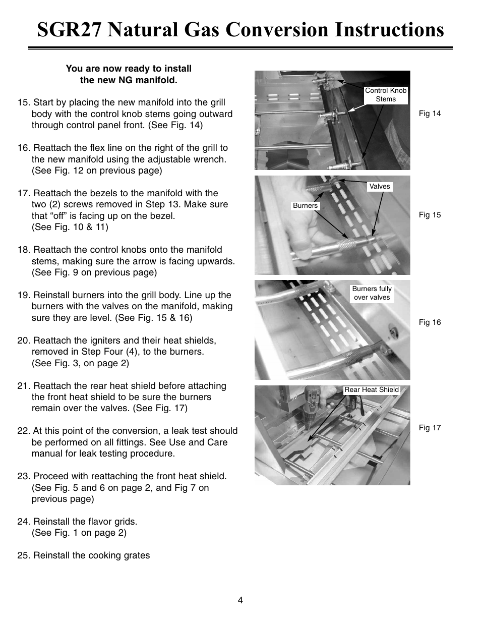 Sgr27 natural gas conversion instructions | Sure Heat Sonoma SGR27 Natural Gas Conversion Kit User Manual | Page 4 / 8