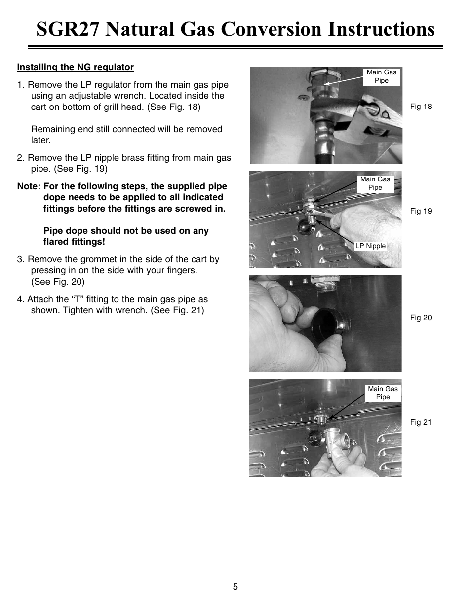 Sgr27 natural gas conversion instructions | Sure Heat Sonoma SGR27 Natural Gas Conversion Kit User Manual | Page 5 / 8