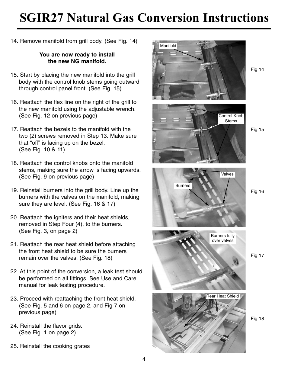 Sgir27 natural gas conversion instructions | Sure Heat Sonoma SGIR27 Natural Gas Conversion Kit User Manual | Page 4 / 8