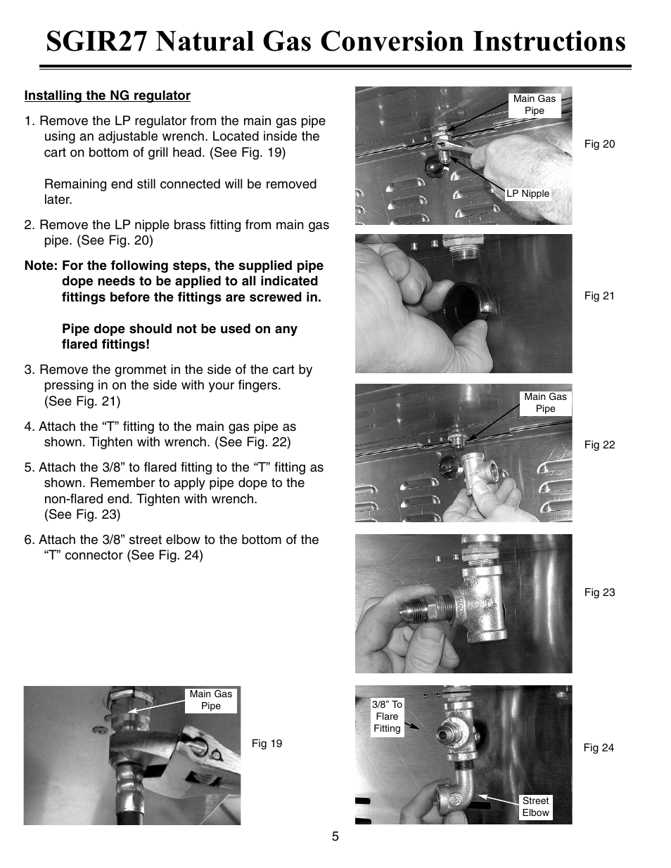 Sgir27 natural gas conversion instructions | Sure Heat Sonoma SGIR27 Natural Gas Conversion Kit User Manual | Page 5 / 8