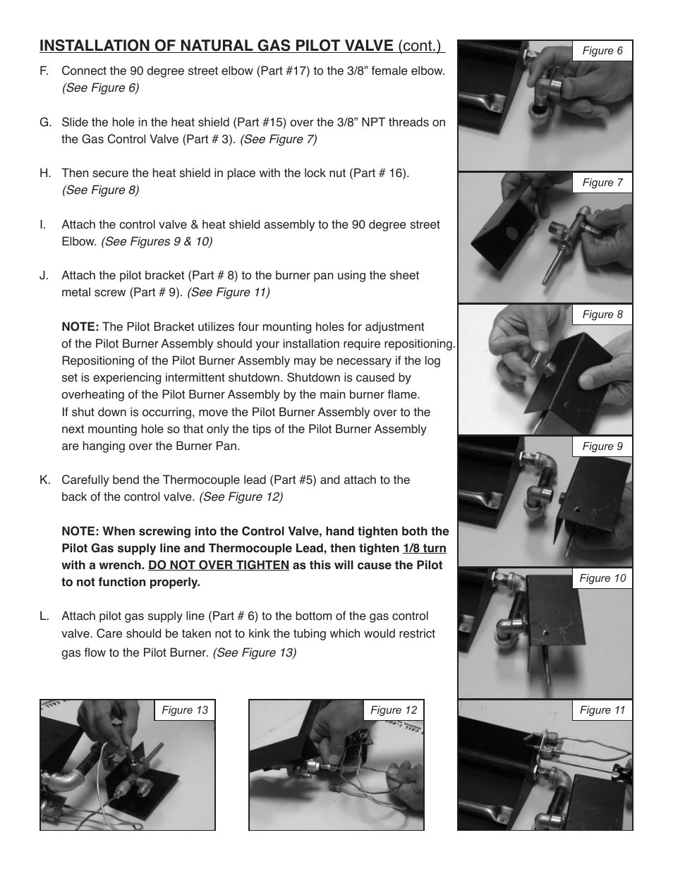 Installation of natural gas pilot valve (cont.) | Sure Heat CVS303 Natural Gas Conversion Kit User Manual | Page 3 / 8