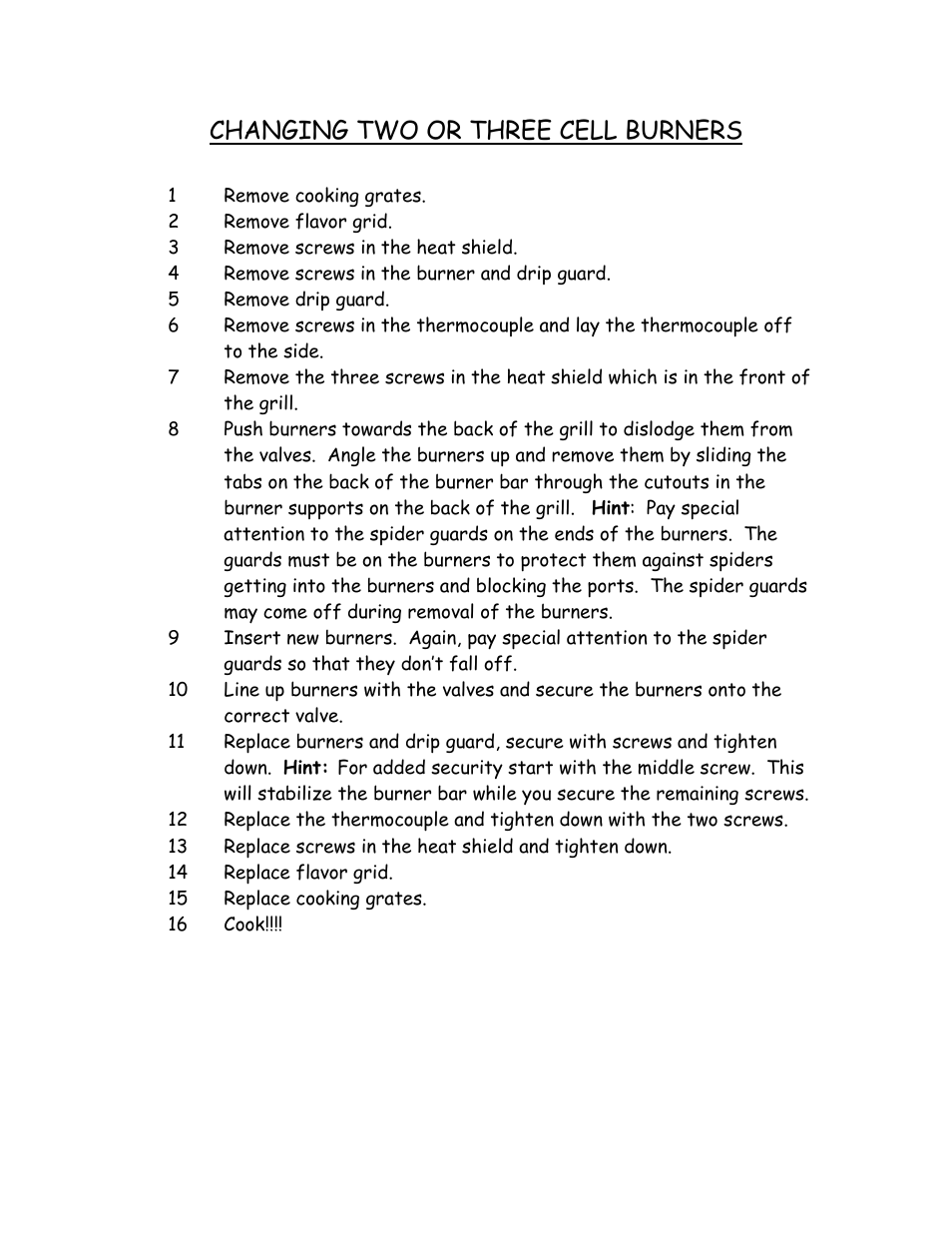 Sure Heat How To Change 2 or 3 Cell Burners User Manual | 1 page