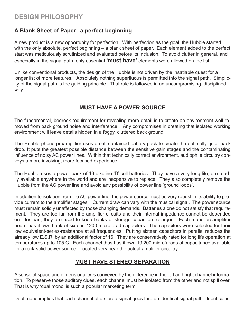 Design philosophy | Sutherland Hubble User Manual | Page 3 / 8