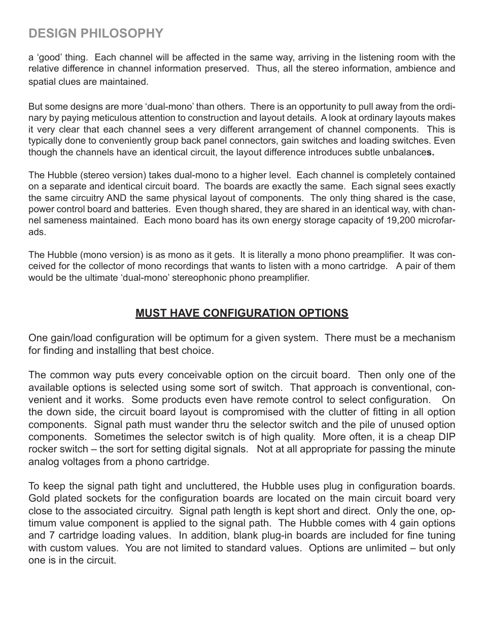 Design philosophy | Sutherland Hubble User Manual | Page 4 / 8