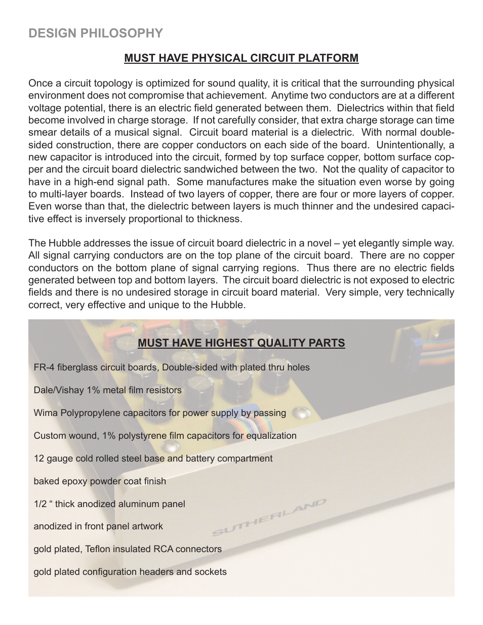 Design philosophy | Sutherland Hubble User Manual | Page 5 / 8