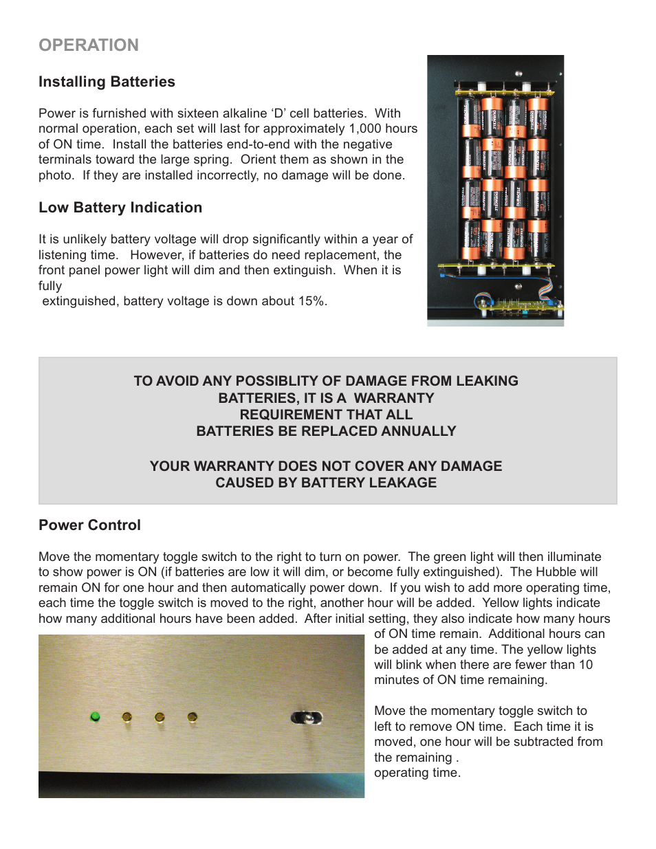 Operation | Sutherland Hubble User Manual | Page 7 / 8